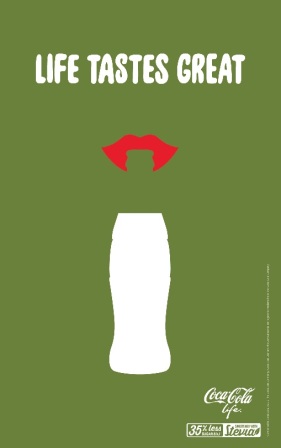 Coca-Cola Life artwork designed by Ikon Communications to celebrate Coke's 100 year anniversary of its countoured bottle